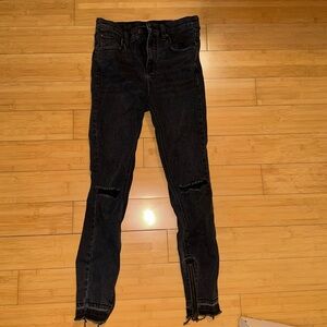 Free People Goldie women’s High-Rise Skinny Jeans (Black Distressed Jeans)